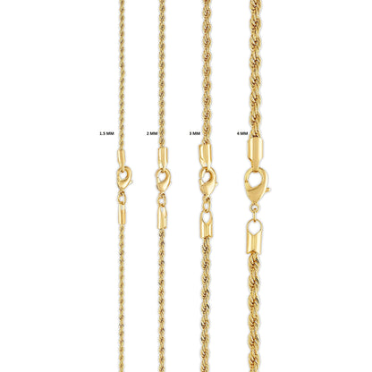 18k Gold Plated Rope Bracelets (multiple thickness available)