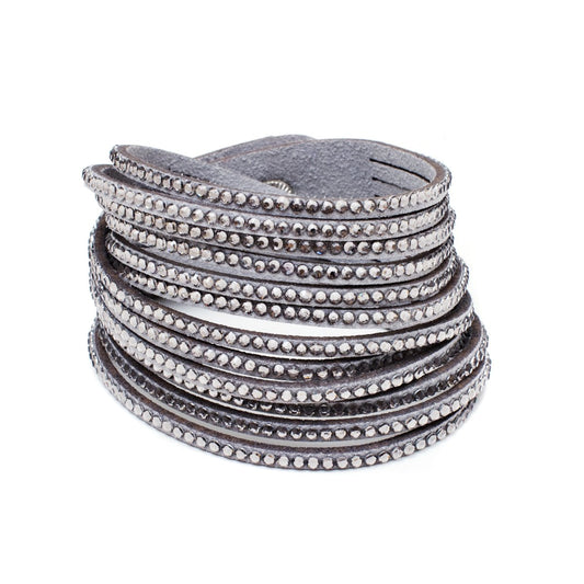 Austrian Crystalized Leather Wrap Bracelet