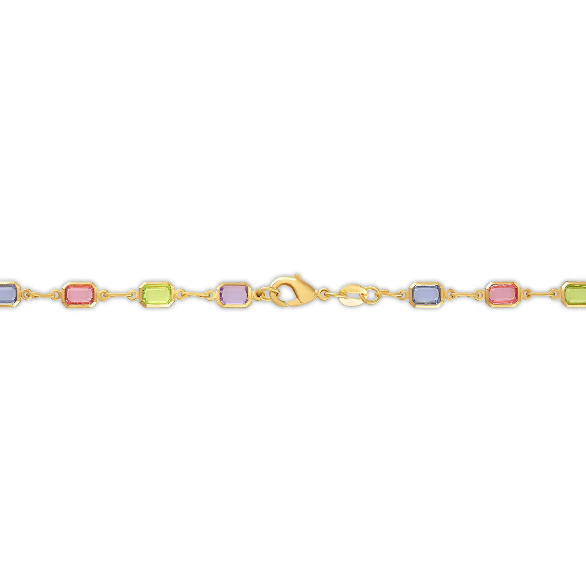 18k gold Plated Multi-Color Baguette-Cut Crystal Necklace