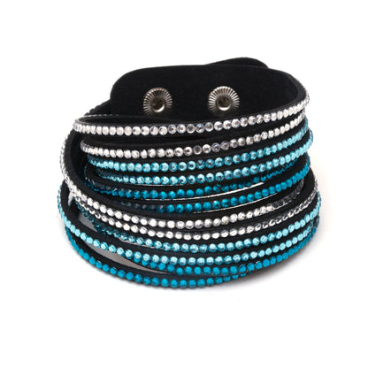Austrian Crystalized Leather Wrap Bracelet