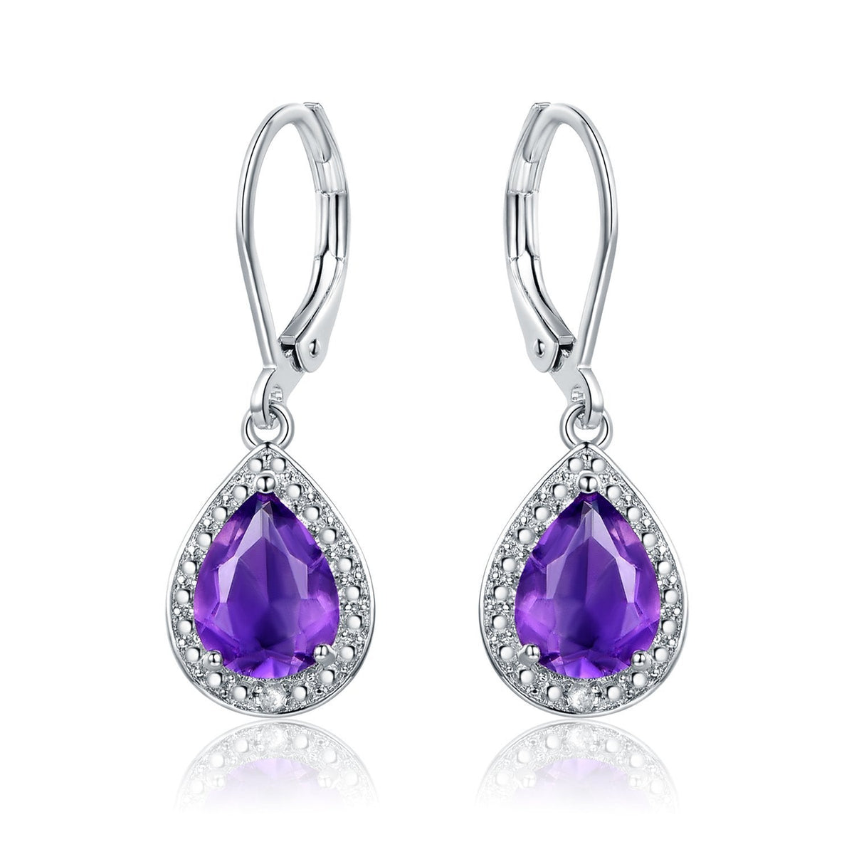 18K White Gold Plated Crystal Teardrop Earrings