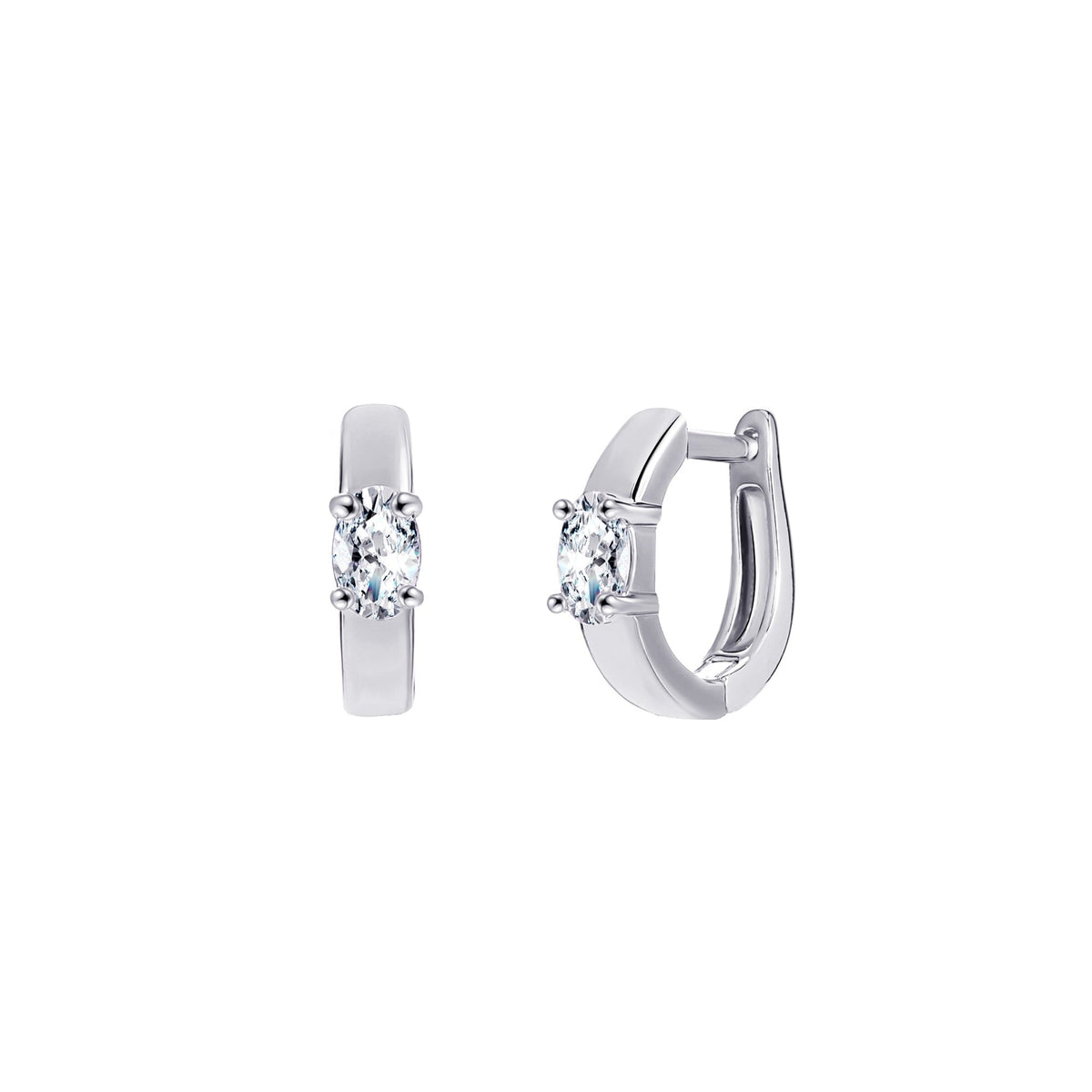 18K Gold Plated Oval Cut Crystal Huggie Earrings