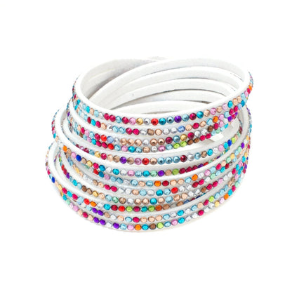 Austrian Crystalized Leather Wrap Bracelet