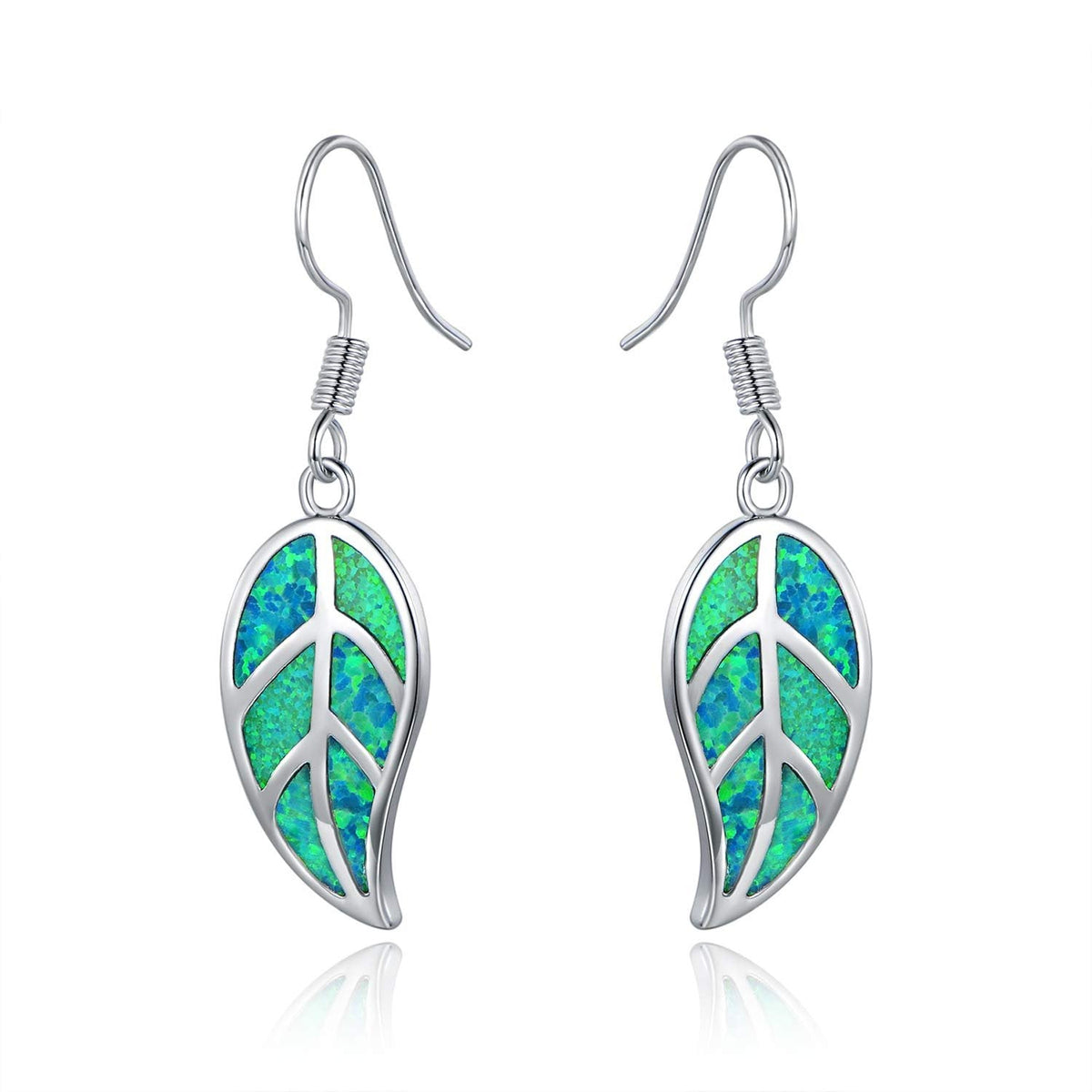 18K Rose Gold Plated Opal Leaf Dangling Earrings