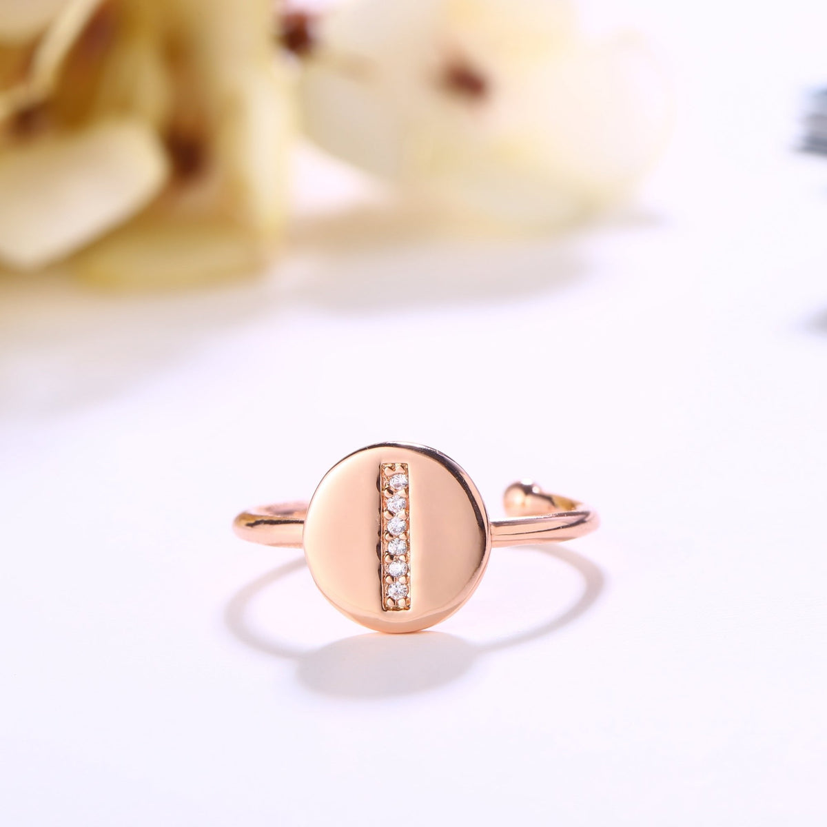 18K Rose Gold Plated Adjustable Monogram Ring