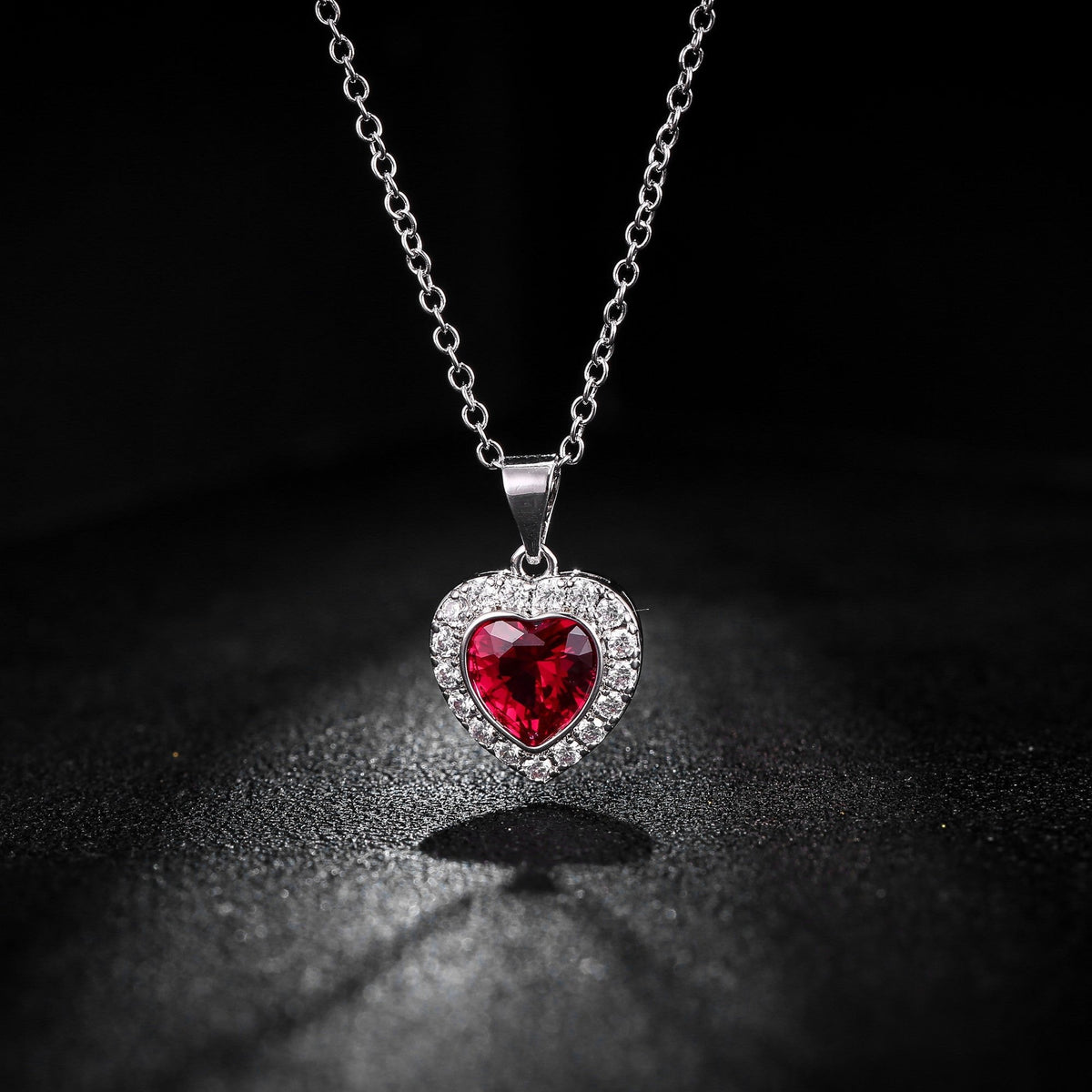 18K White Gold Plated Crystal Heart Necklace