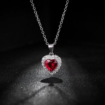 18K White Gold Plated Crystal Heart Necklace