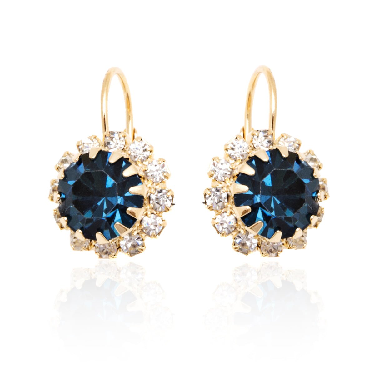 18K Gold Plated Crystal Flower Huggie Earrings