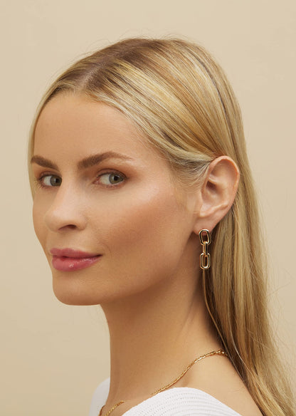 18K Gold Plated Chained Earrings