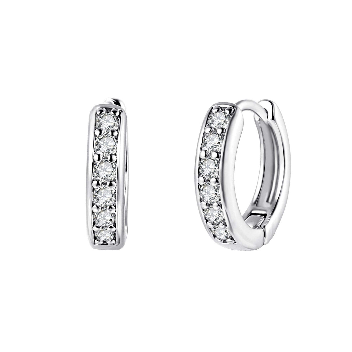 18K Gold Plated Round Cut Crystal Huggie Earrings