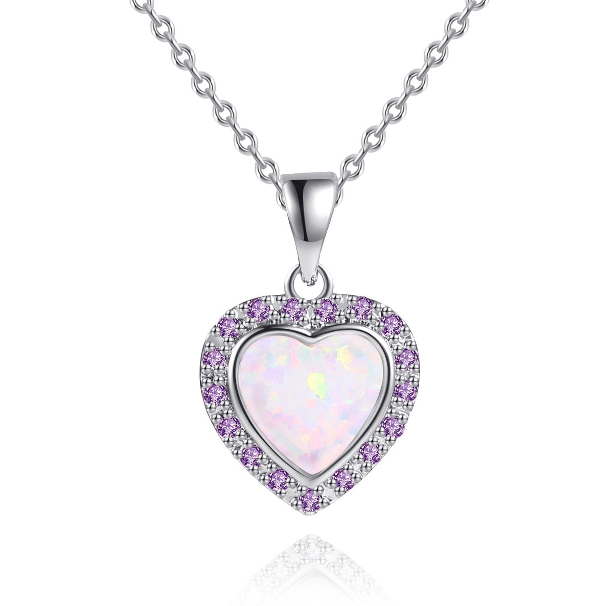 18K White Gold Plated Crystal Heart Necklace