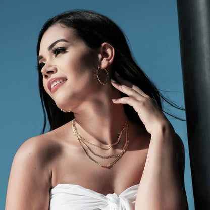 18K Gold Plated Bamboo Hoop Earrings