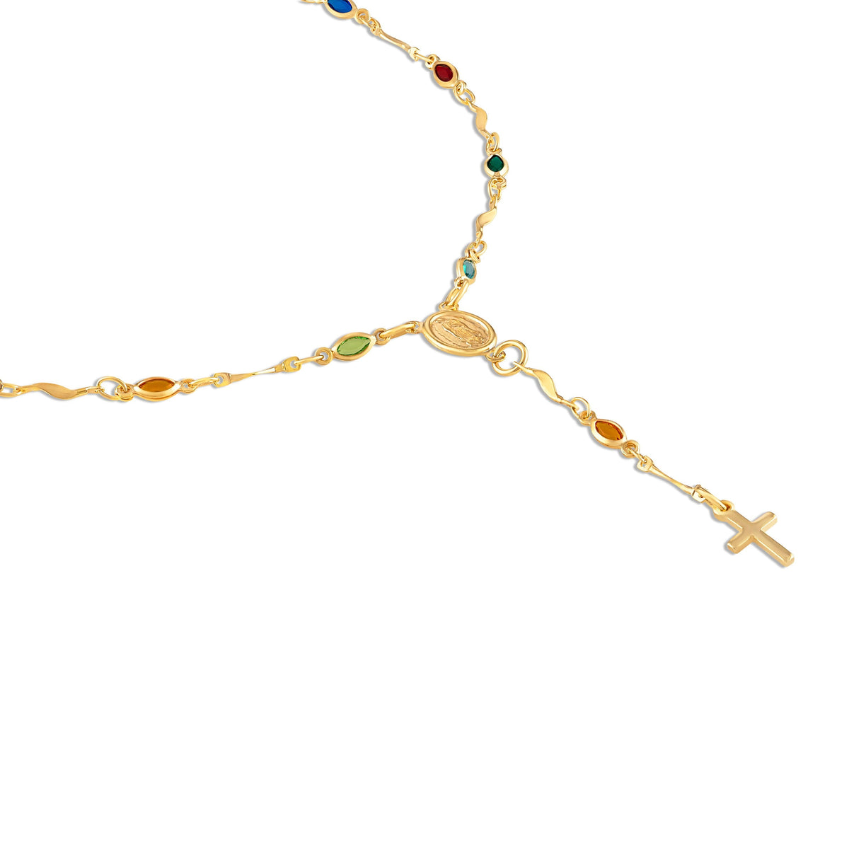 Barzel 18K Gold Plated Multicolor Virgin Mary Necklace - Made In Brazil