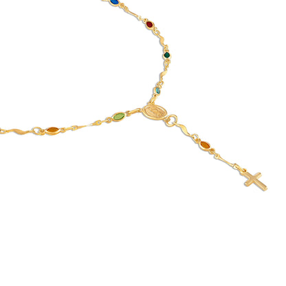 Barzel 18K Gold Plated Multicolor Virgin Mary Necklace - Made In Brazil