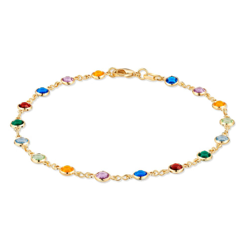 18K Gold Plated Dark Multi Color Crystal Anklet