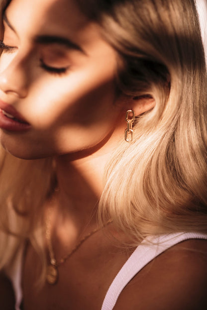 18K Gold Plated Chained Earrings