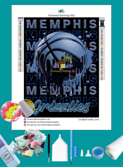 Memphis NBA Dripping Ball Diamond Painting