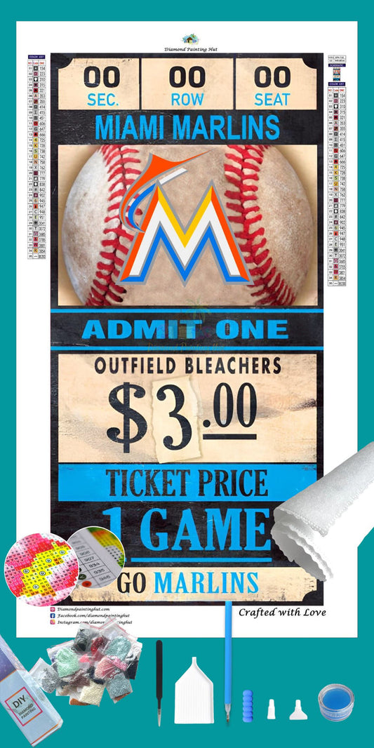 Miami Marlins MLB Ticket Diamond Painting-Diamond Painting Hut