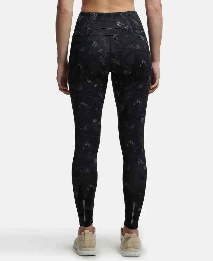 Microfiber Elastane Performance 7/8th Leggings with Broadwaistband & Back Pocket - Black print-3
