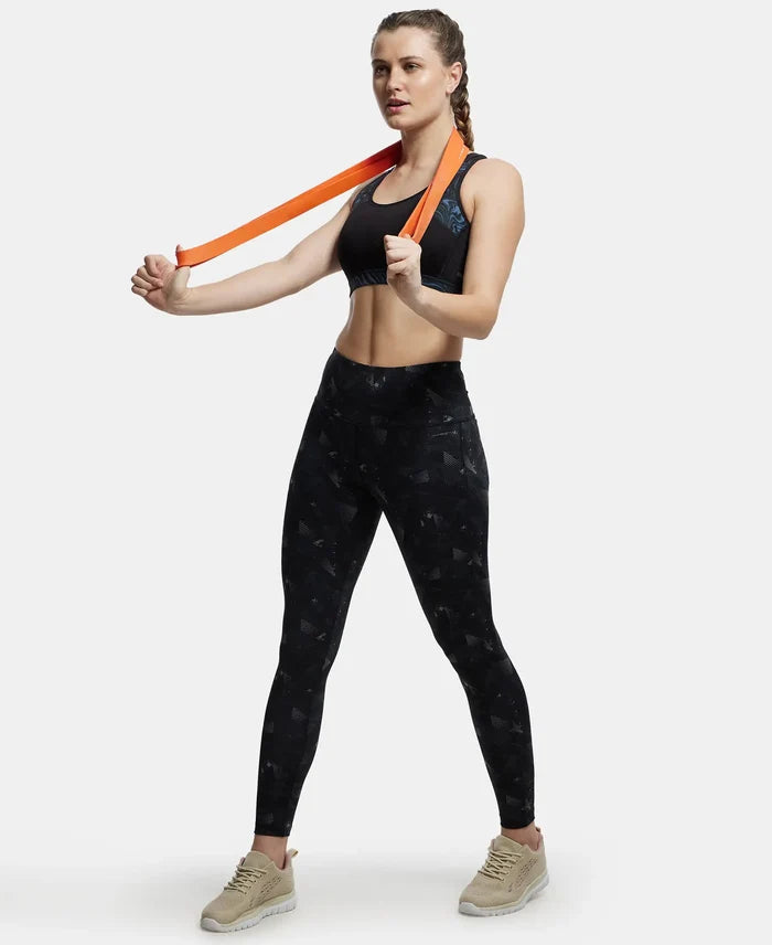 Microfiber Elastane Performance 7/8th Leggings with Broadwaistband & Back Pocket - Black print-6