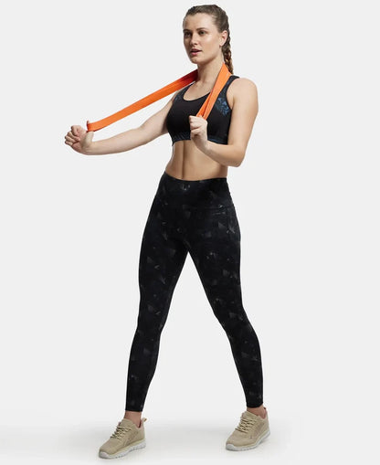 Microfiber Elastane Performance 7/8th Leggings with Broadwaistband & Back Pocket - Black print-6