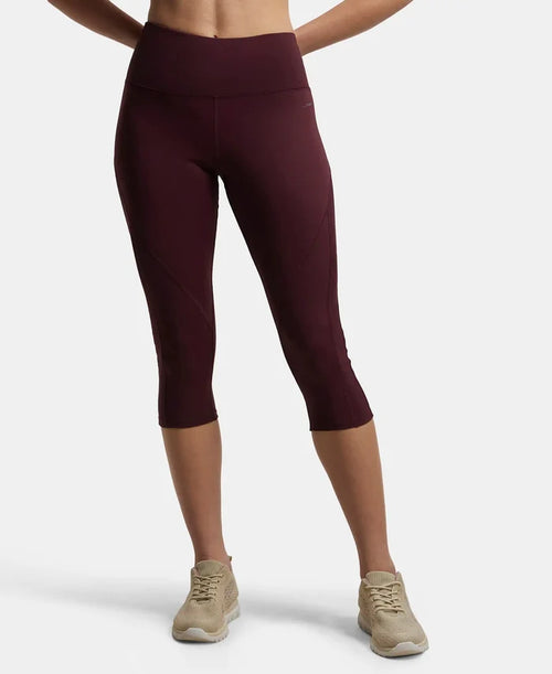 Microfiber Elastane Slim Fit Capri with Back Waistband Pocket - Wine Tasting-1