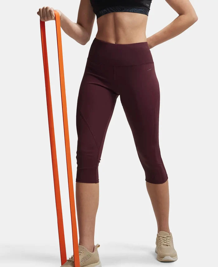 Microfiber Elastane Slim Fit Capri with Back Waistband Pocket - Wine Tasting-5