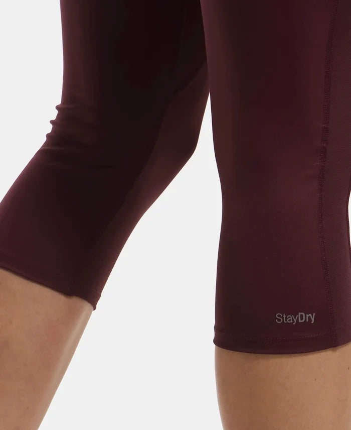 Microfiber Elastane Slim Fit Capri with Back Waistband Pocket - Wine Tasting-8