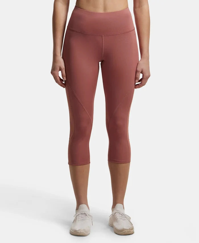 Microfiber Elastane Slim Fit Capri with Back Waistband Pocket - Withered Rose-1