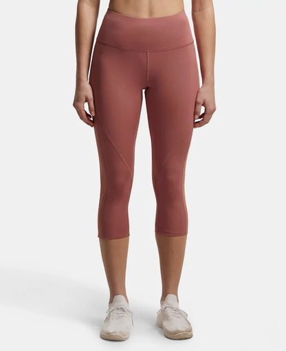 Microfiber Elastane Slim Fit Capri with Back Waistband Pocket - Withered Rose-1