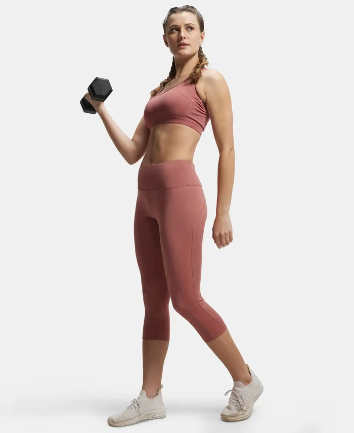 Microfiber Elastane Slim Fit Capri with Back Waistband Pocket - Withered Rose-6