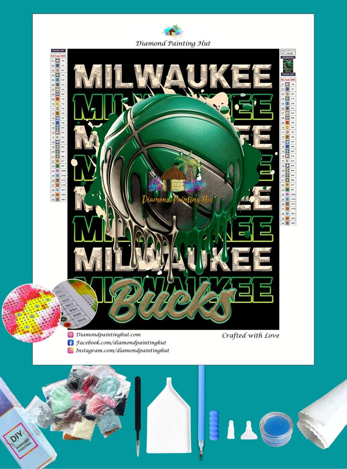 Milwaukee NBA Dripping Ball Diamond Painting