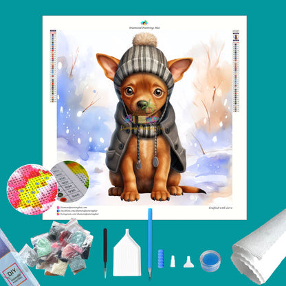 Miniature Pinscher Winter Diamond Painting