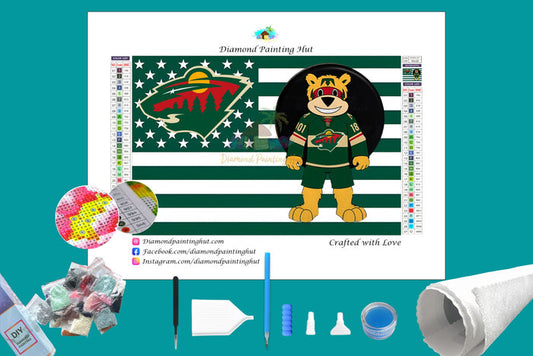 Minnesota NHL Mascot Flag Diamond Painting-Diamond Painting Hut
