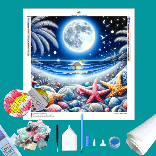 Moon and Seashells Diamond Painting