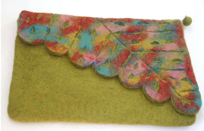 Nuno Felted Wool Leaf Clutch Bag One-Of-A-Kind Handmade - 
 - 4