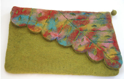 Nuno Felted Wool Leaf Clutch Bag One-Of-A-Kind Handmade - 
 - 4
