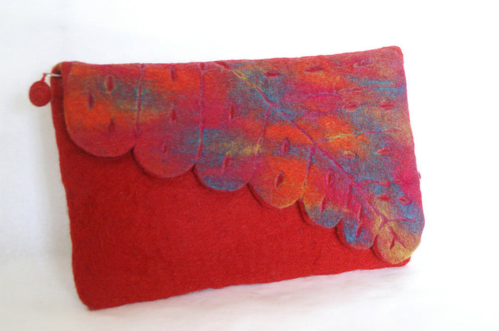 Nuno Felted Wool Leaf Clutch Bag One-Of-A-Kind Handmade - 
 - 5