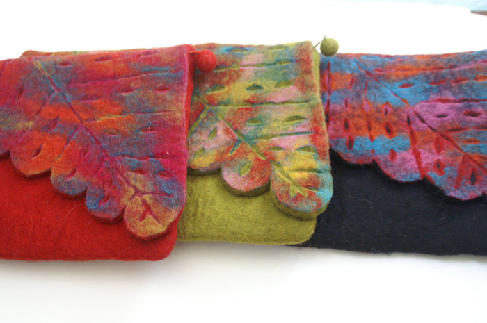 Nuno Felted Wool Leaf Clutch Bag One-Of-A-Kind Handmade - 
 - 7