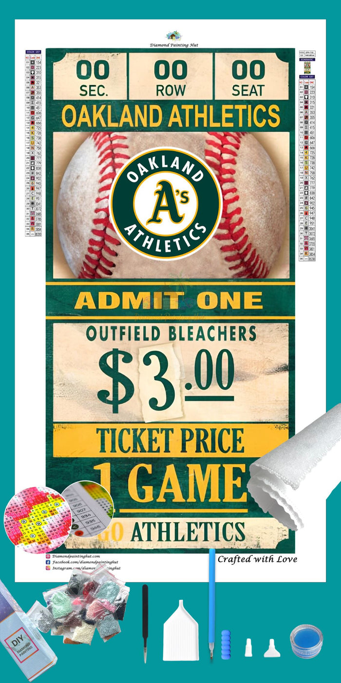 Oakland Athletics MLB Ticket Diamond Painting-Diamond Painting Hut