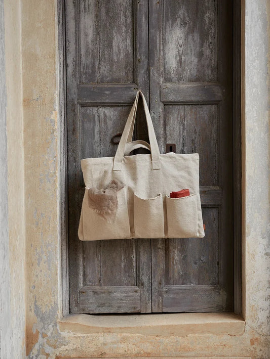 Organic Cotton Pocket Weekend Bag, Off White