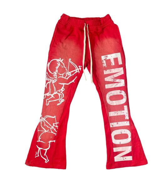 Red “Cupid” Flare Sweatpants MIXED EMOTION
