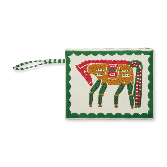 Red & Green Pouch, Horse Motif