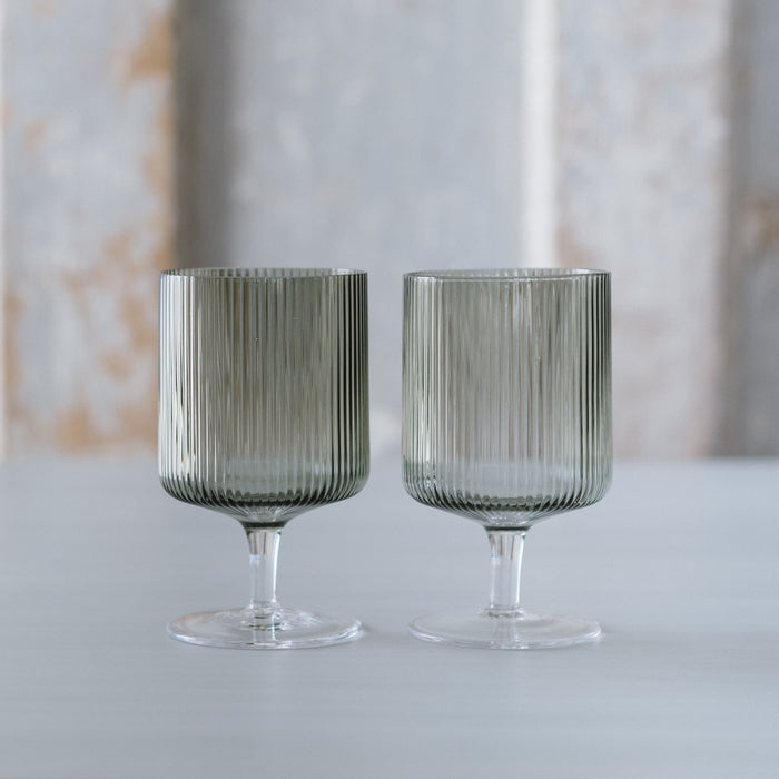 Ripple Wine Glass, Set of Two, Smoke
