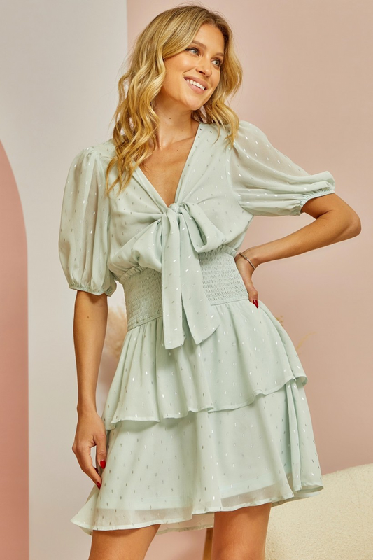 Sage Ruffle Dress