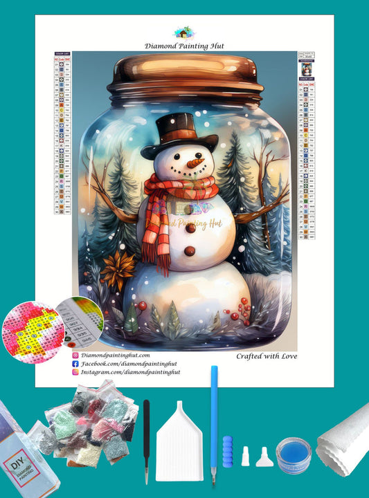 Snowman Jar Diamond Painting