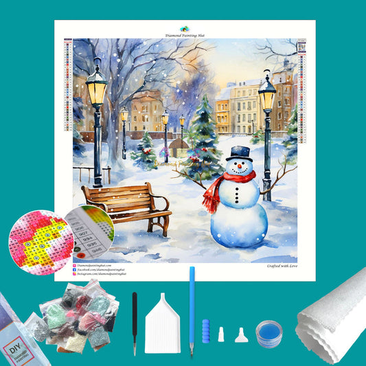 Snowman Town Diamond Painting