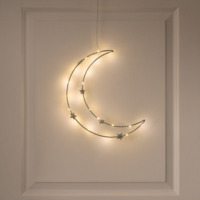 Starry Night Light Up Hanging Moon Decoration