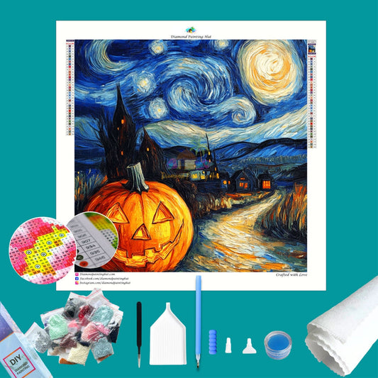 Starry Night Pumpkin Diamond Painting
