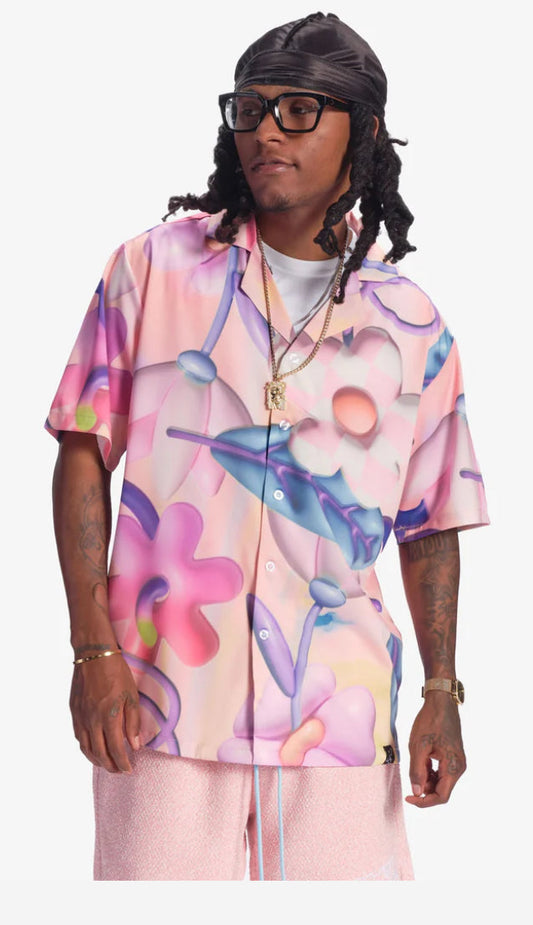 SUGARHILL-"FLORA" BUTTON-UP SHIRT (PINK)SH24-SUM1-54